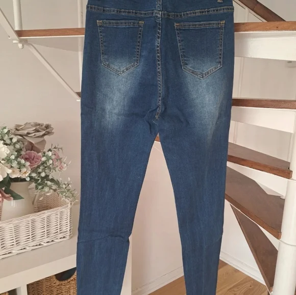 Shein Size M Womens Blue Ripped High Rise High Waist Skinny Jeans Button Zip. - Picture 6 of 9